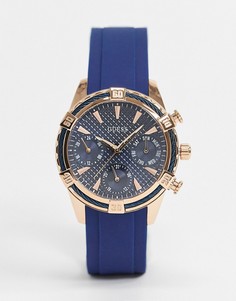 Часы с хронографом и синим ремешком Guess-Синий