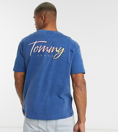 Темно-синяя свободная футболка с принтом на груди и фирменной надписью на спине Tommy Jeans эксклюзивно для ASOS-Голубой