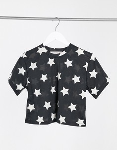 Укороченная пижамная футболка черного цвета со звездами Outrageous Fortune-Мульти
