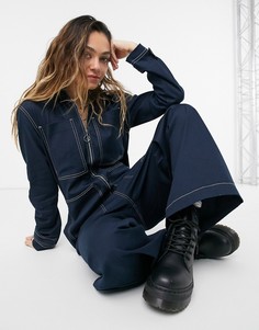 Темно-синий комбинезон с контрастной строчкой Pepe Jeans Verity