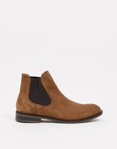 Светло-коричневые замшевые ботинки-челси Selected Homme-Коричневый