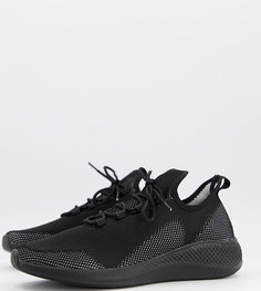 Черные кроссовки для бега с трикотажным верхом для широкой стопы ASOS DESIGN-Черный