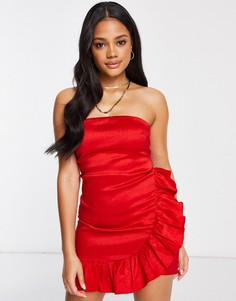 Красное платье мини с оборкой Club L-Красный