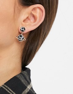 Серьги с подвеской в виде планеты в черном и золотом цвете Monki Lorna-Золотистый