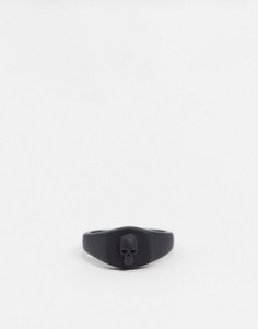 Кольцо-печатка с элементом в виде черепа Bolongaro Trevor-Черный