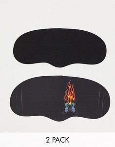 Набор из 2 черных масок для лица с принтом бабочки и пламени New Girl Order-Черный