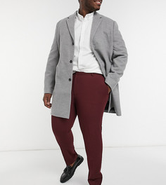 Бордовые строгие брюки стретч Burton Menswear Big & Tall-Красный