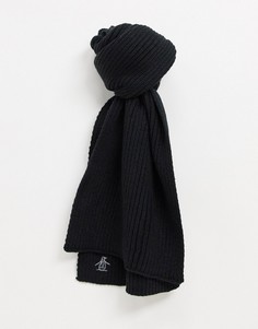 Шарф в рубчик черного и серебристого цветов Original Penguin-Черный