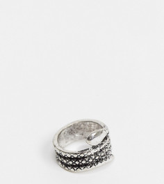 Серебристое кольцо в виде змеи Reclaimed Vintage Inspired-Серебряный