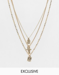 Золотистое ожерелье в несколько рядов с крестиками Reclaimed Vintage inspired-Золотой