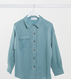 Выбеленная голубая трикотажная рубашка-куртка ASOS DESIGN Petite-Синий