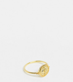 Тонкое кольцо из позолоченного стерлингового серебра с отделкой в виде монетки с глазом Reclaimed Vintage-Золотой