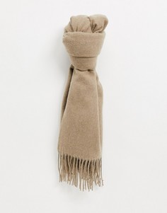 Бежевый шарф в стиле oversized с добавлением шерсти и бахромой ASOS DESIGN-Neutral