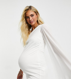 Платье мини цвета слоновой кости на одно плечо со шлейфом Jaded Rose Maternity Exclusive-Белый