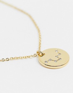 Позолоченное ожерелье с гравировкой созвездия Рыб на подвеске Z for Accessorize-Золотой