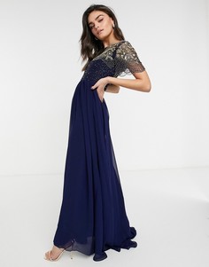 Темно-синее декорированное платье макси Virgos Lounge Raina-Темно-синий