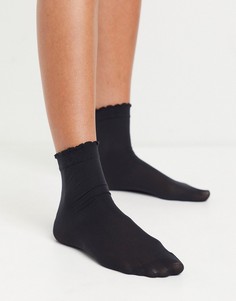 Черные носки до щиколотки с волнистым краем Jonathan Aston-Черный