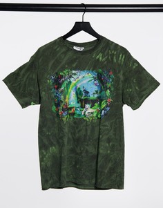 Oversized футболка с принтом тай-дай и изображением леса Vintage Supply-Зеленый
