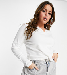 Белый облегающий лонгслив с разрезом ASOS DESIGN Curve