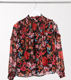 Шифоновая блузка с высоким воротником и красным цветочным принтом Vero Moda Petite-Мульти