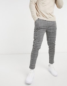 Серые зауженные джоггеры в клетку Topman-Коричневый