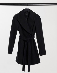 Черное классическое пальто с поясом Miss Selfridge-Черный