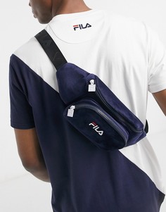 Темно-синяя велюровая сумка через плечо Fila-Темно-синий