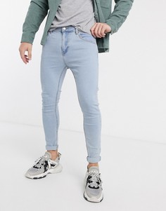 Голубые супероблегающие джинсы Bershka-Синий