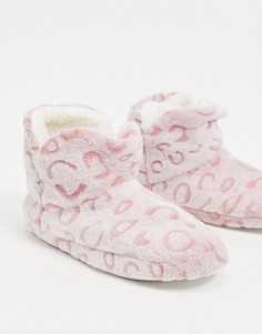 Розовые уютные ботинки-слиперы с подкладкой из искусственного меха Loungeable-Розовый