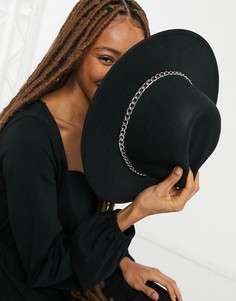 Шляпа-федора черного цвета с массивной цепочкой SVNX-Черный