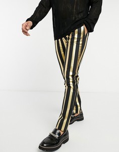 Черные брюки с золотистыми полосами Twisted Tailor-Золотой