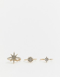 Набор из 3 комплектов золотистых наборных колец Accessorize-Золотой
