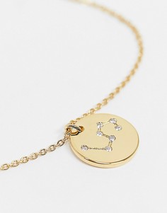 Позолоченное ожерелье с гравировкой знака льва на подвеске Z for Accessorize-Золотистый