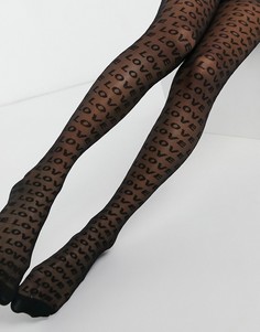 Черные колготки плотностью 20 ден со сплошным принтом надписи "Love" ASOS DESIGN-Черный