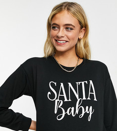 Эксклюзивный новогодний черный свитшот с надписью "Santa Baby" ASOS DESIGN Maternity