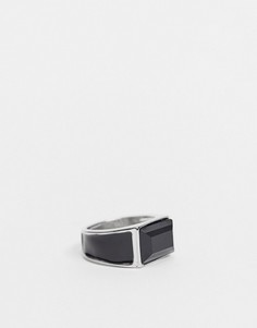 Серебристое кольцо с отделкой черной эмалью и камнем DesignB-Серебряный