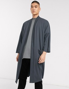 Удлиненное легкое кимоно из трикотажа выбеленного черного цвета ASOS DESIGN-Черный