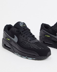 Светящиеся в темноте черные кроссовки Nike Air Max 90-Черный