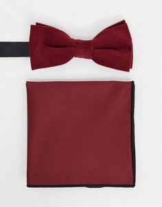 Галстук-бабочка и платок для нагрудного кармана красного цвета Only & Sons-Красный