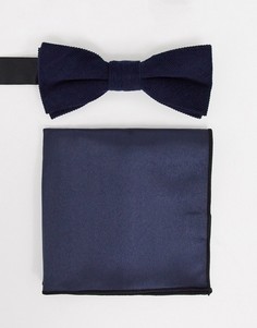 Галстук-бабочка и платок для нагрудного кармана темно-синего цвета Only & Sons-Темно-синий