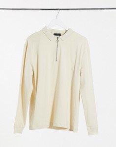 Бежевый oversized-топ в стиле регби с молнией ASOS DESIGN-Neutral