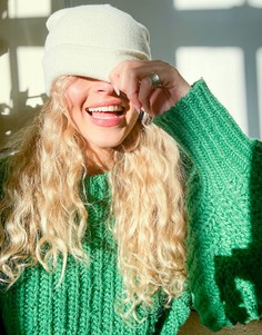 Светлая шапка-бини из переработанного полиэстера NA-KD-Белый