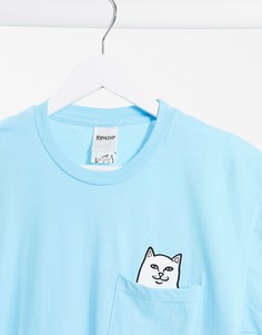 Голубая футболка с карманом и принтом «кот Нермал» RIPNDIP-Голубой