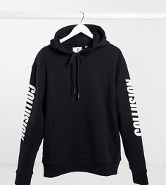 Худи черного цвета с принтом COLLUSION Unisex-Черный