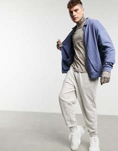 Голубая oversized-куртка Харрингтон из джерси ASOS DESIGN-Синий
