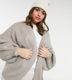 Серо-коричневый oversized-кардиган ASOS DESIGN Curve-Neutral