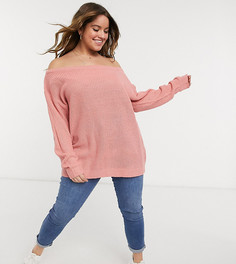 Розовый джемпер со спущенными плечами Yours