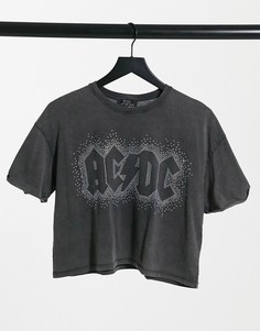 Черная футболка Bershka AC/DC band-Черный