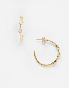 Позолоченные серьги-кольца с лунными камнями в форме слезы New Look-Золотистый