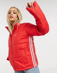 Красный короткий пуховик adidas Originals